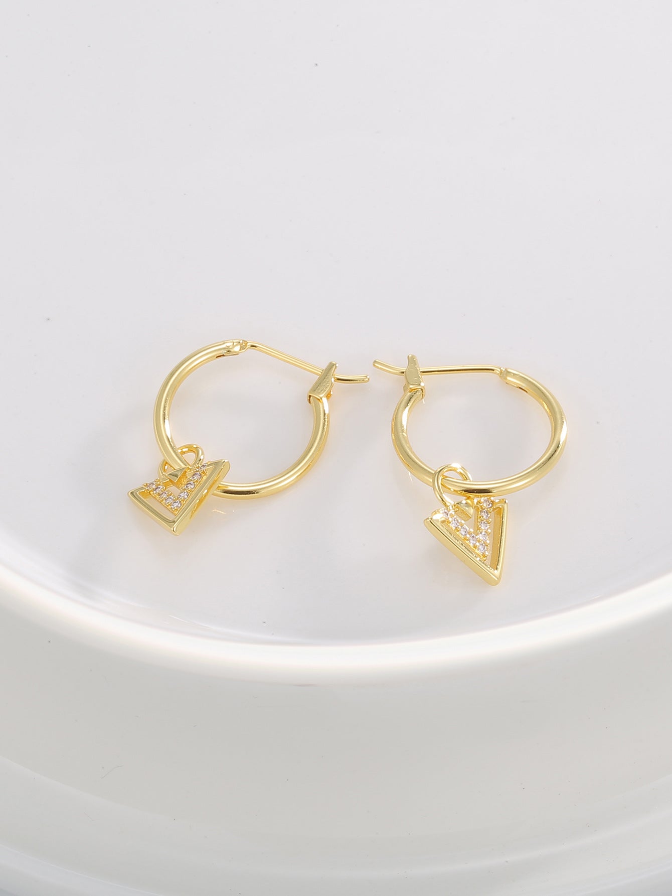 Triangle Zircon Drop Earrings