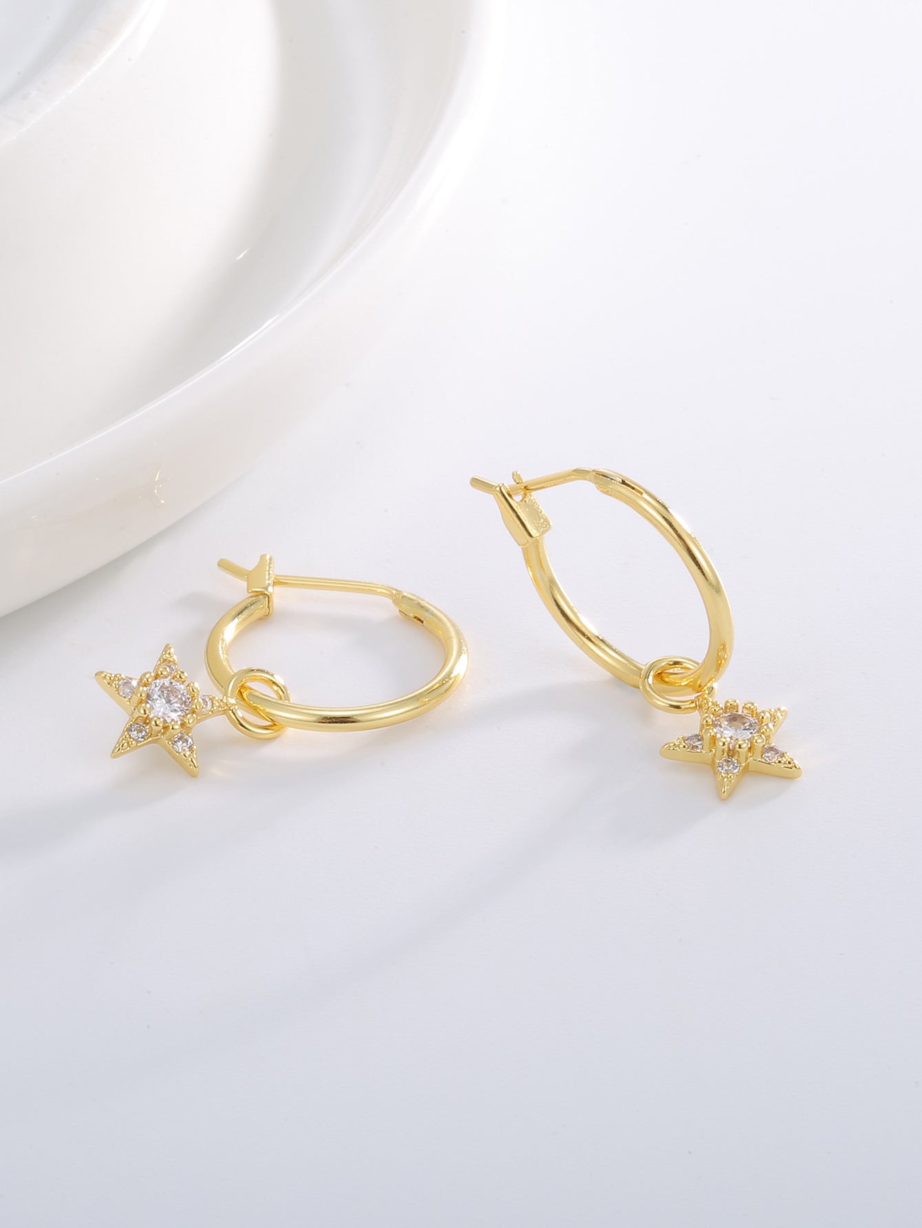 Star Zircon Drop Earrings