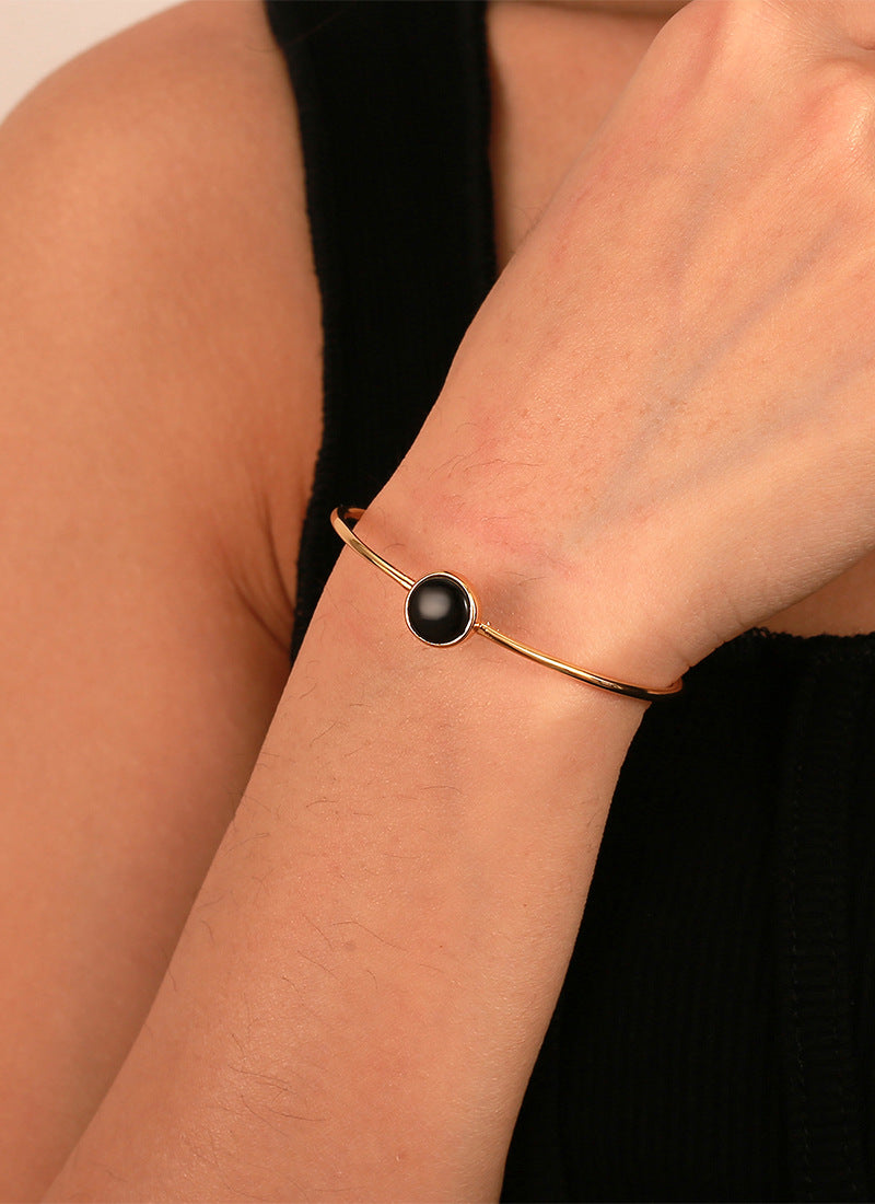 Black Enamel Cuff Bracelet