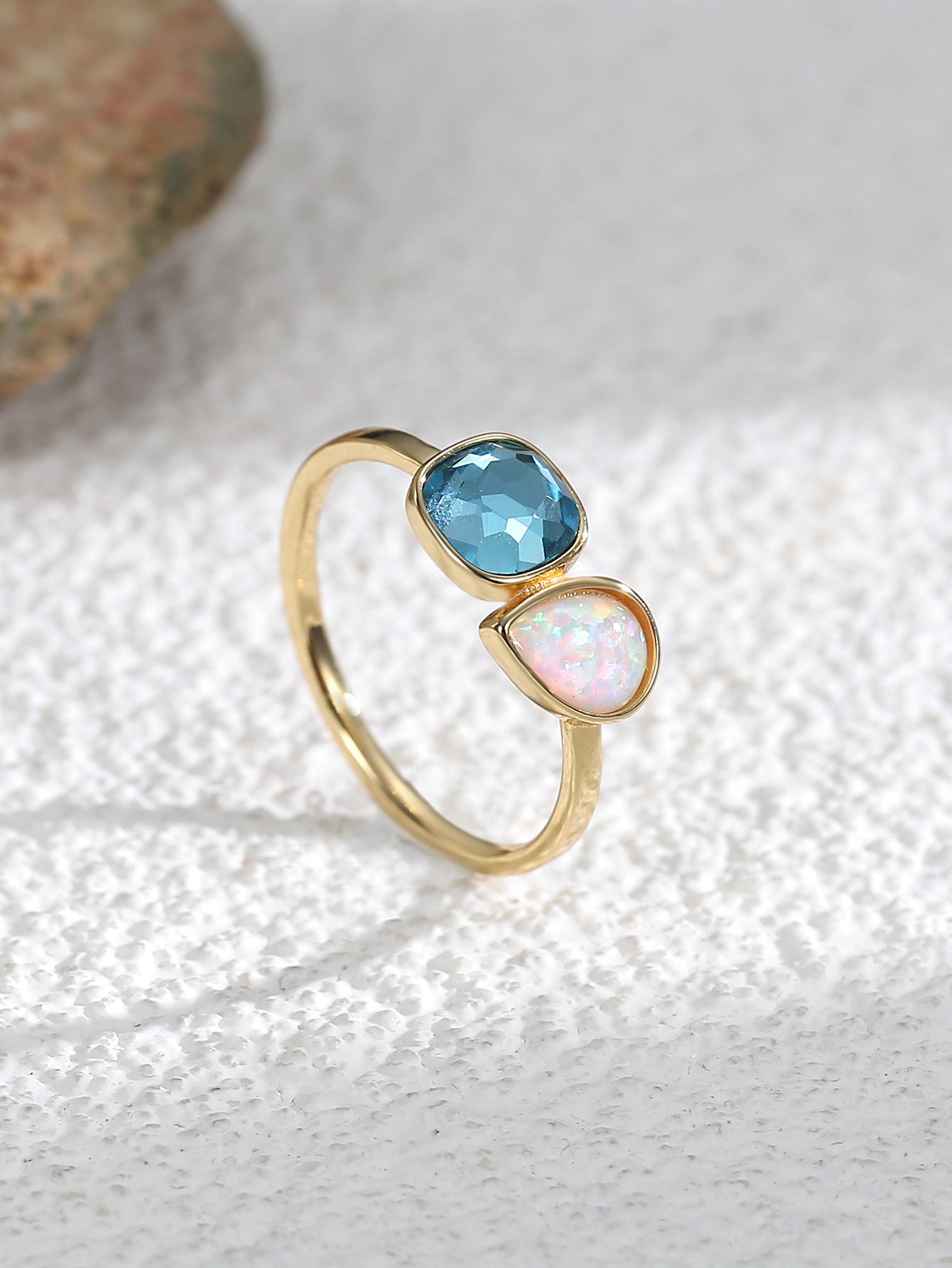 Geometric Opal Ring