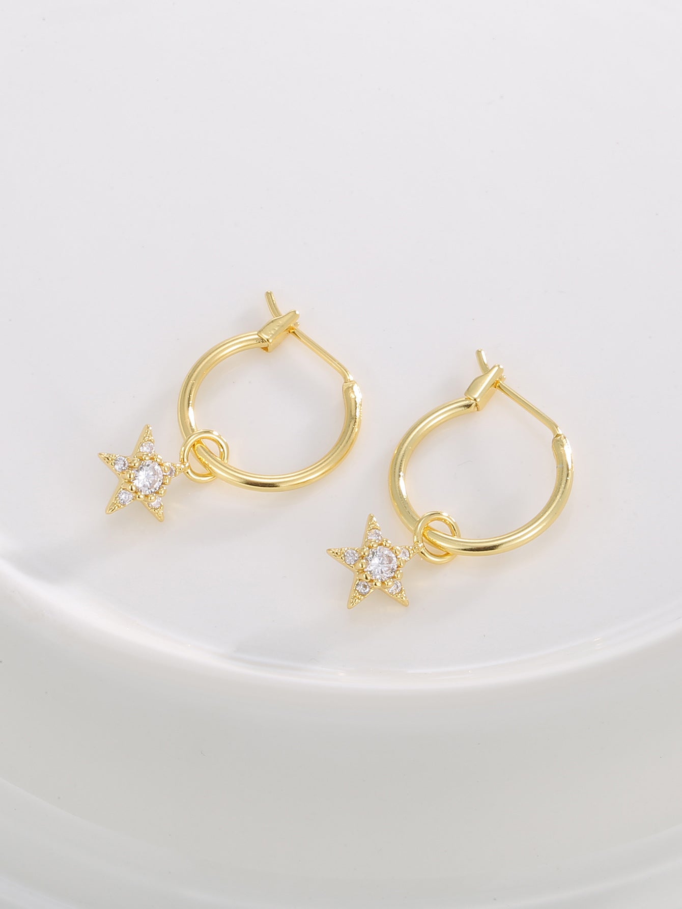 Star Zircon Drop Earrings