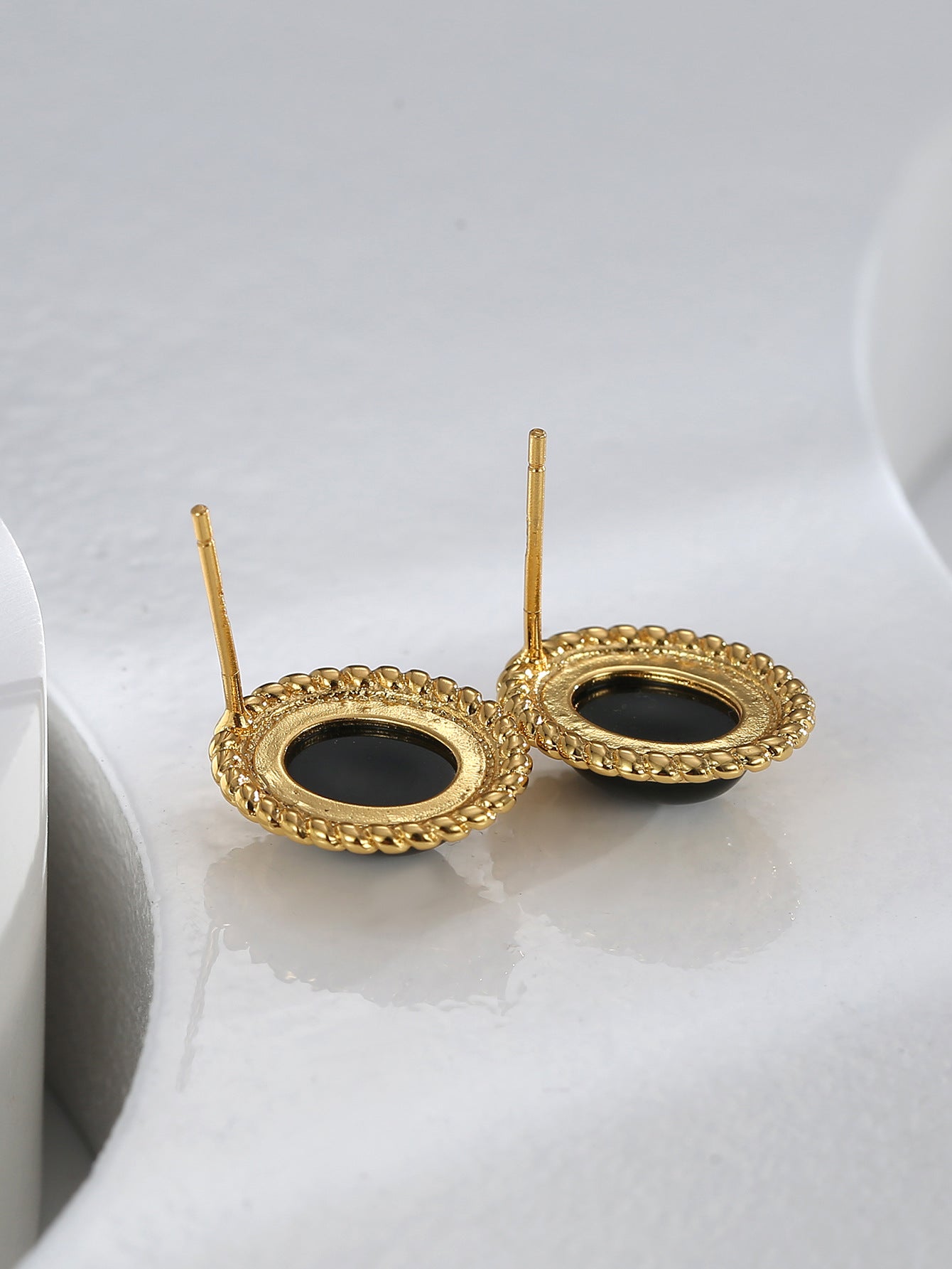 Oval Black Onyx Stud Earrings