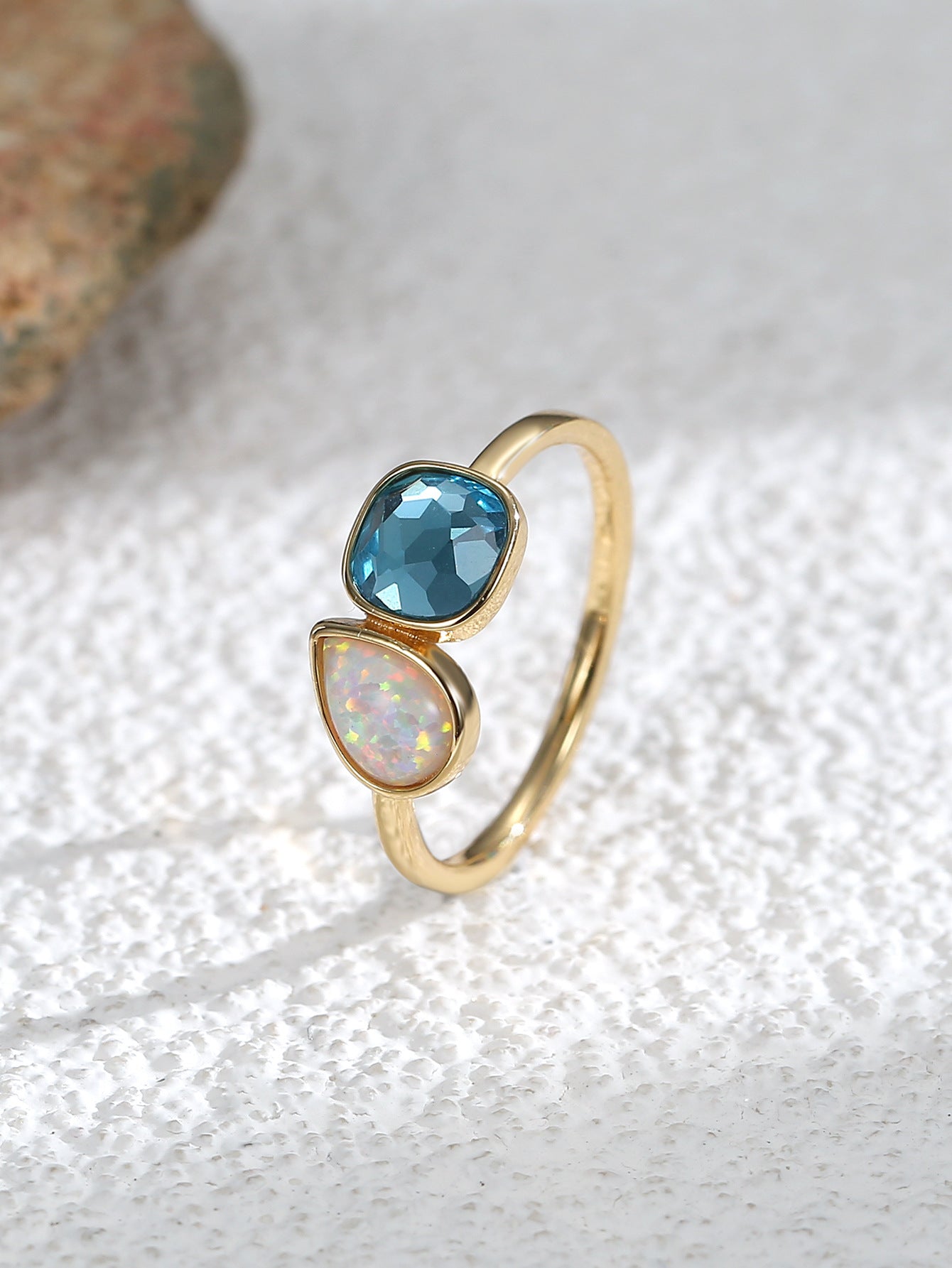 Geometric Opal Ring