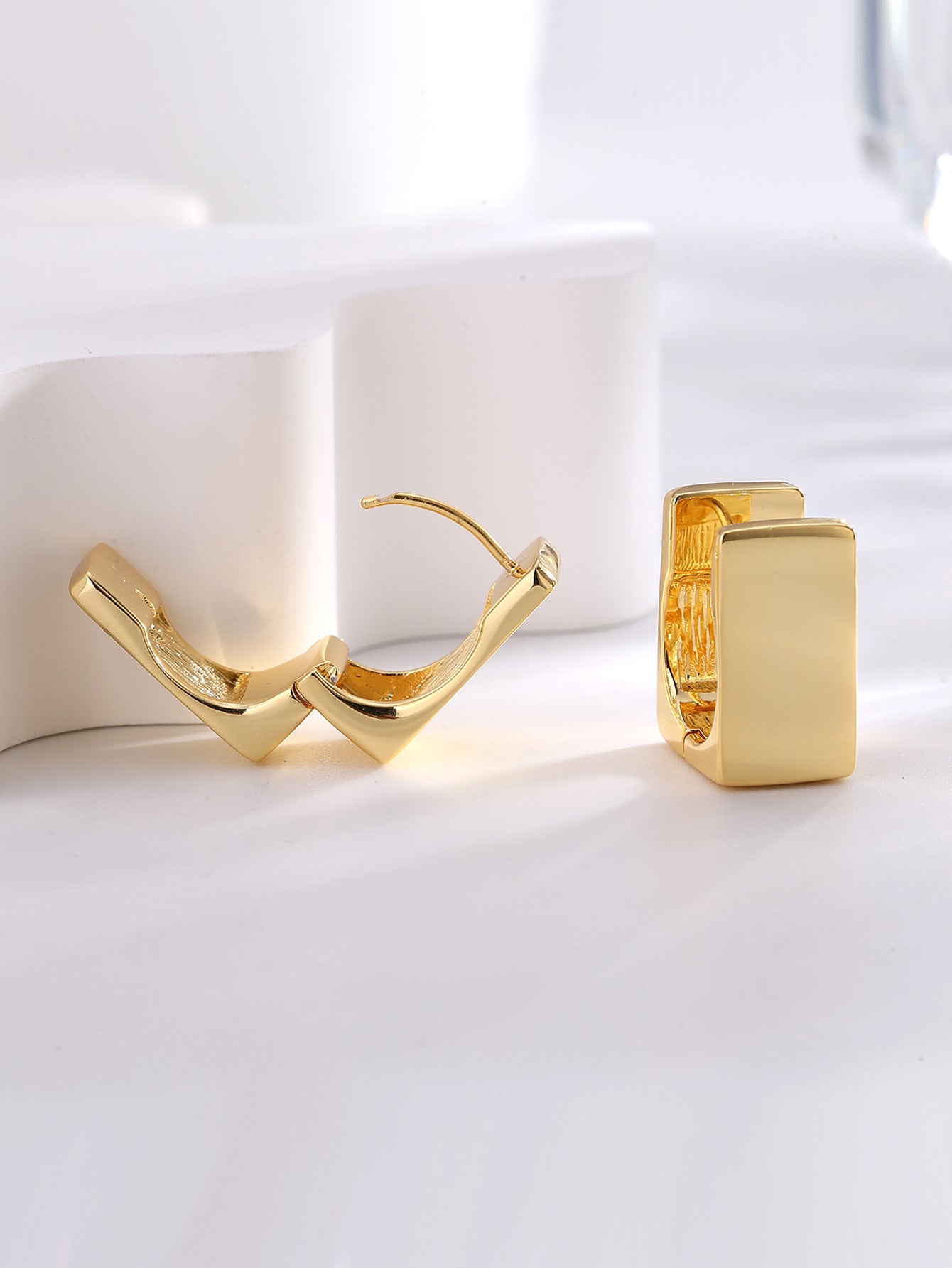 Geometric Square Huggie Earrings