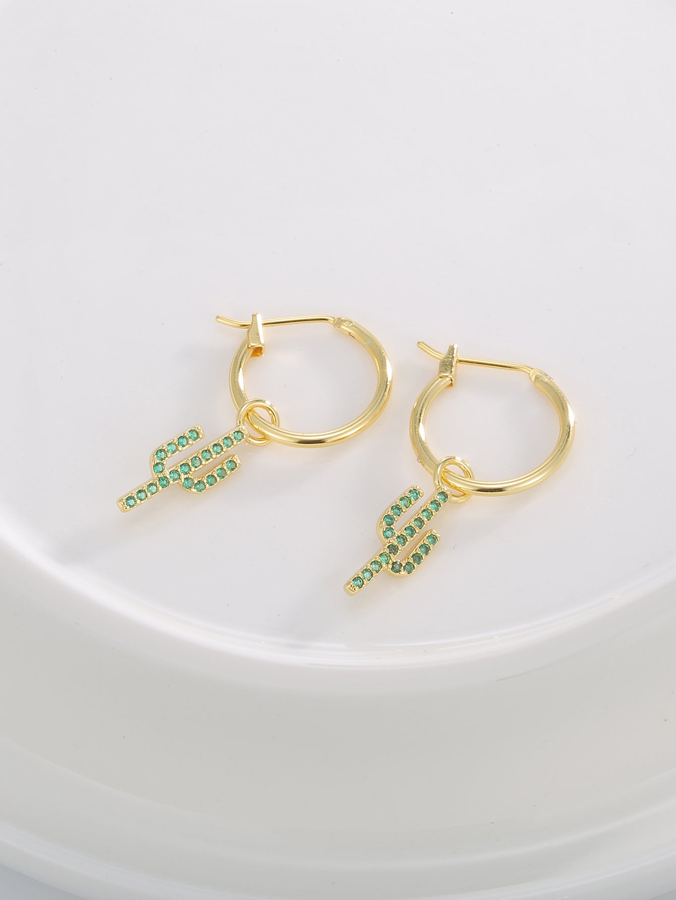 Cactus Green Zircon Drop Earrings