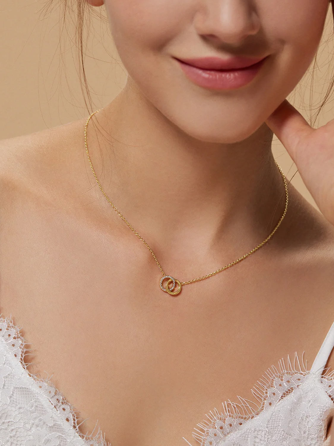 Double Circle Pave Necklace