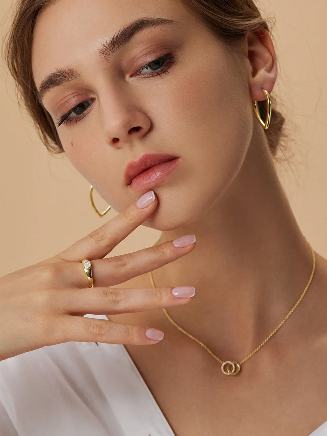 Double Circle Pave Necklace