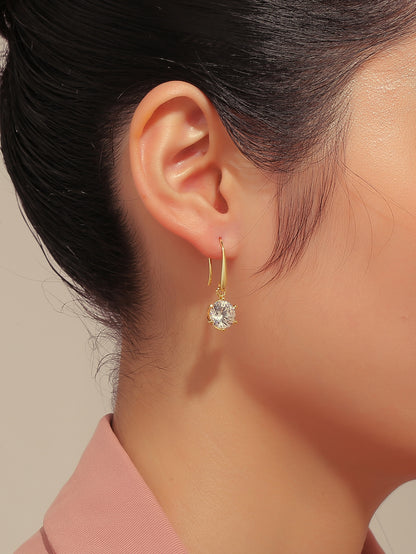 Six-Prong Zircon Drop Earrings