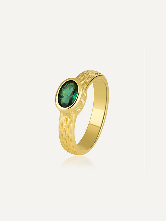 Serpentine Green Zircon Ring