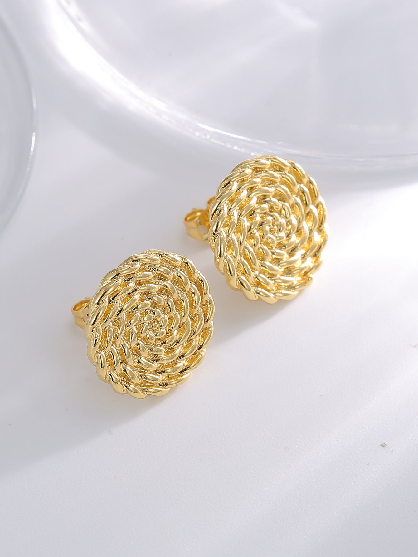 Braided Round Stud Earrings