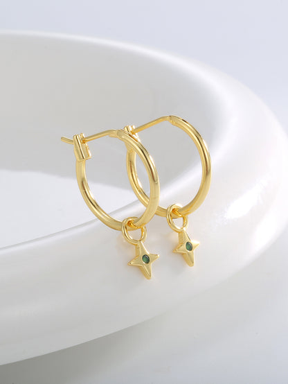 Star Green Zircon Drop Earrings