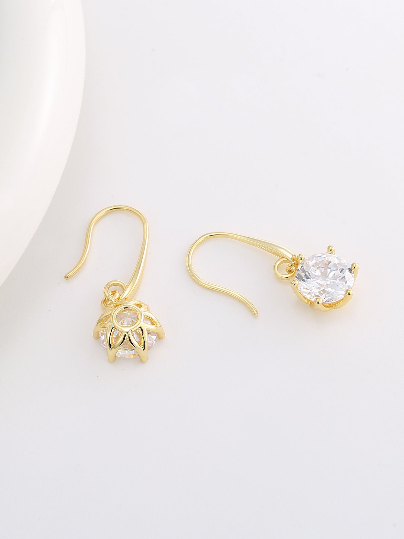 Six-Prong Zircon Drop Earrings