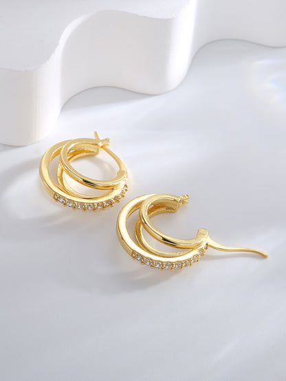 Triple Semicircle Huggie Earrings