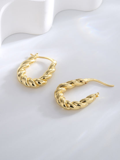 U-Shape Twisted Huggie Earrings