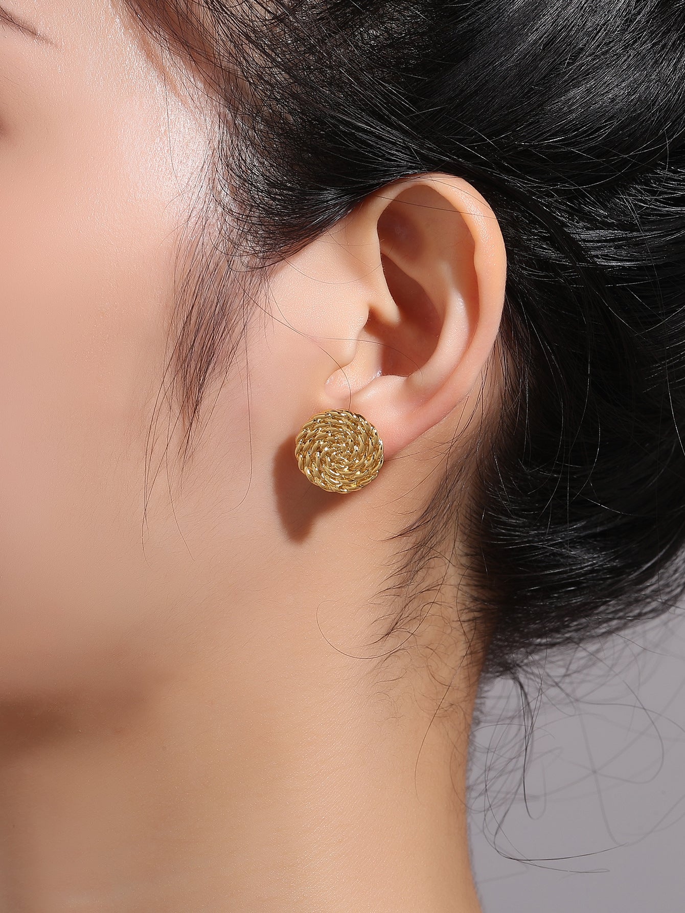 Braided Round Stud Earrings