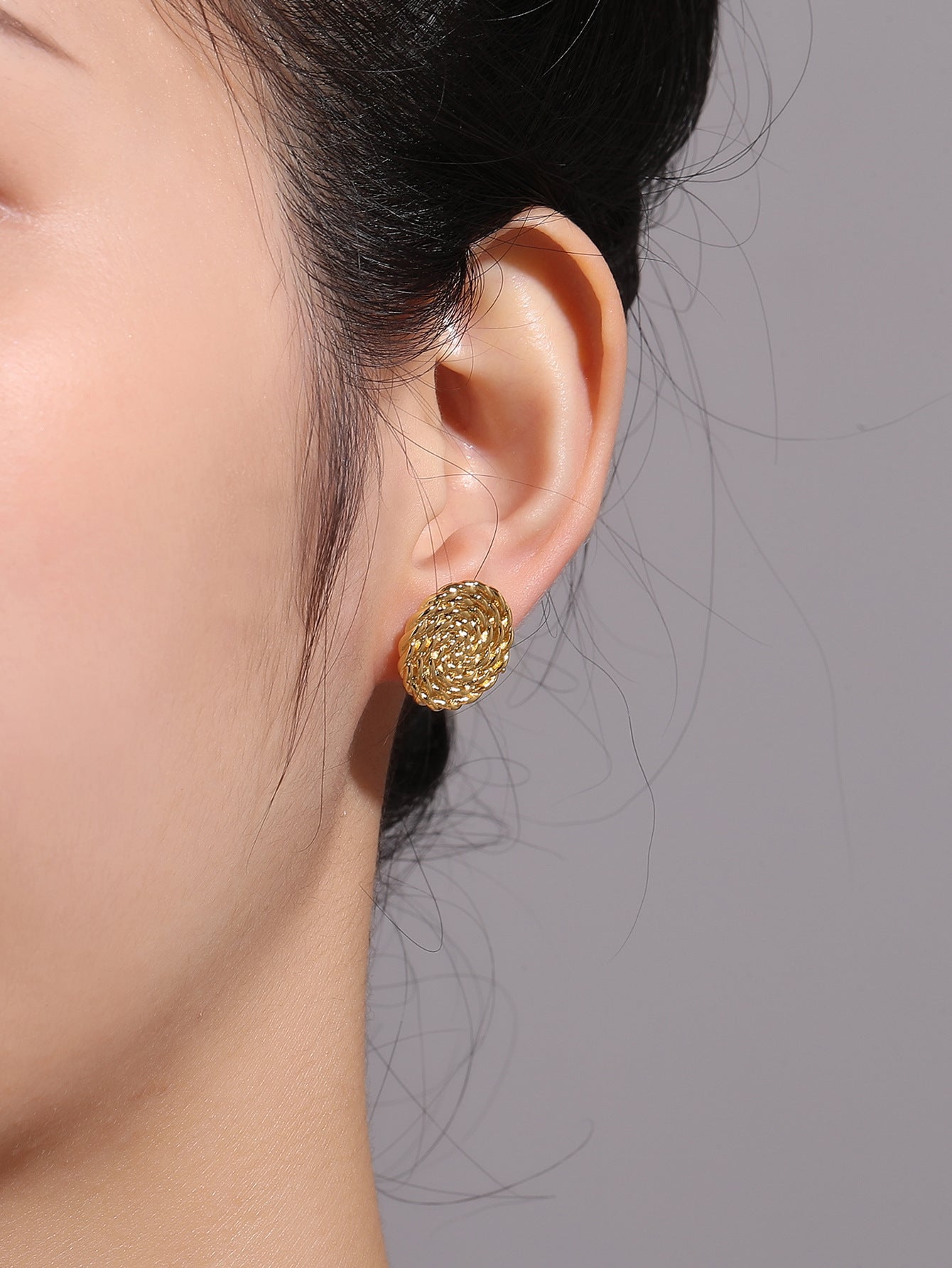 Braided Round Stud Earrings