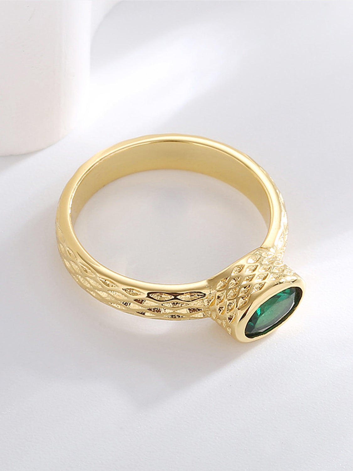 Serpentine Green Zircon Ring