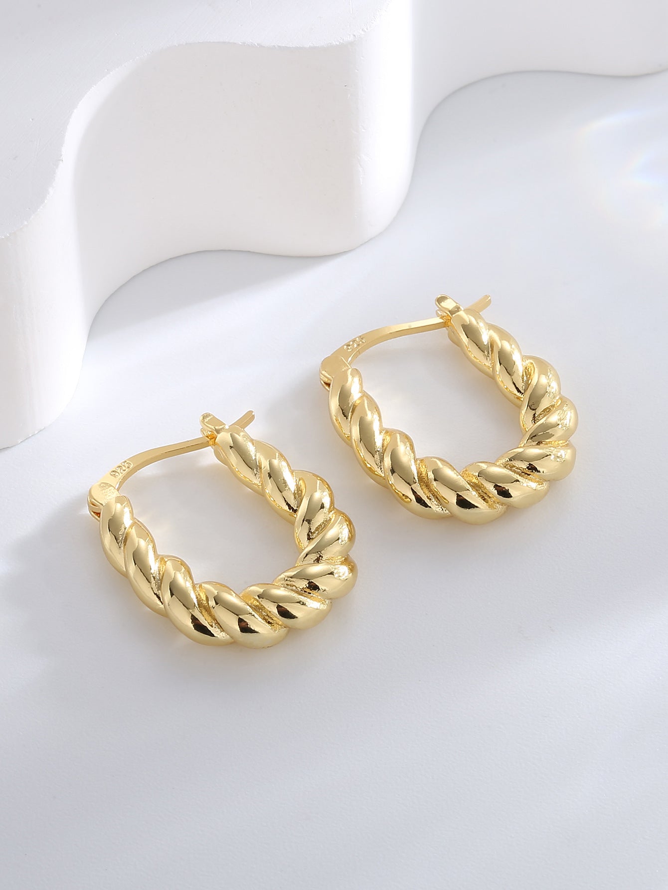 U-Shape Twisted Huggie Earrings