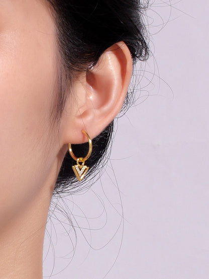 Triangle Zircon Drop Earrings