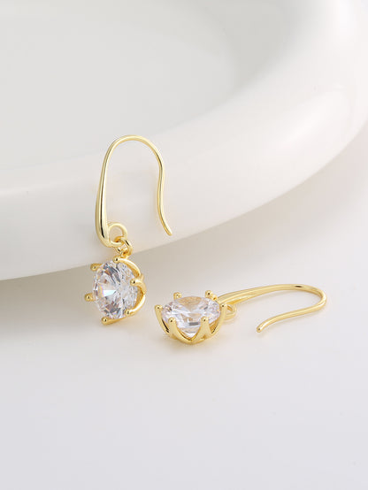 Six-Prong Zircon Drop Earrings