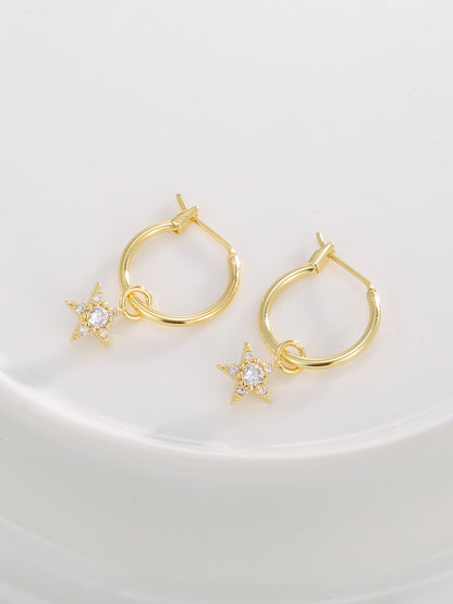 Star Zircon Drop Earrings