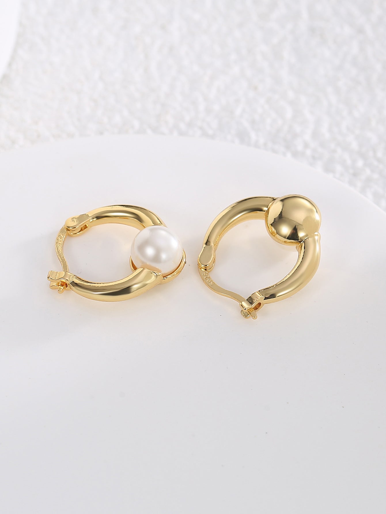 Single Pearl Hoop Earrings