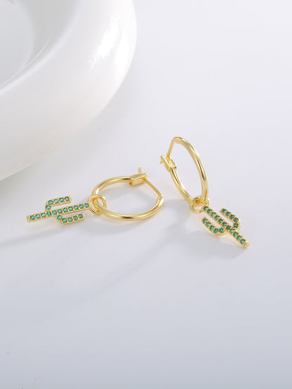 Cactus Green Zircon Drop Earrings