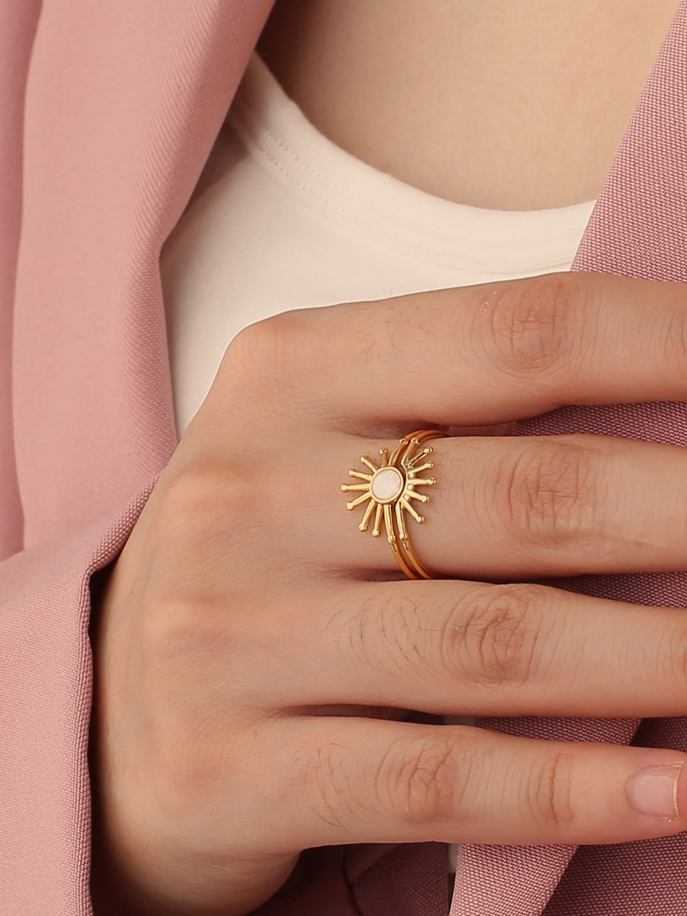 Sun Shape Ring Set