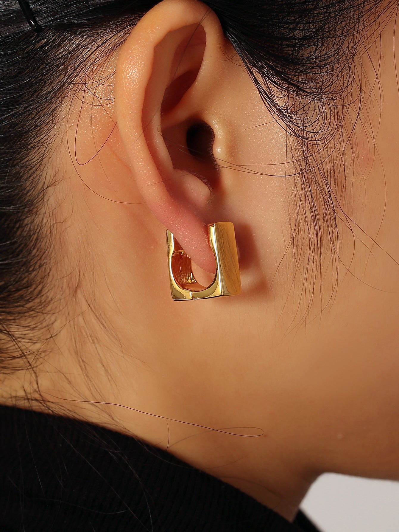 Geometric Square Huggie Earrings