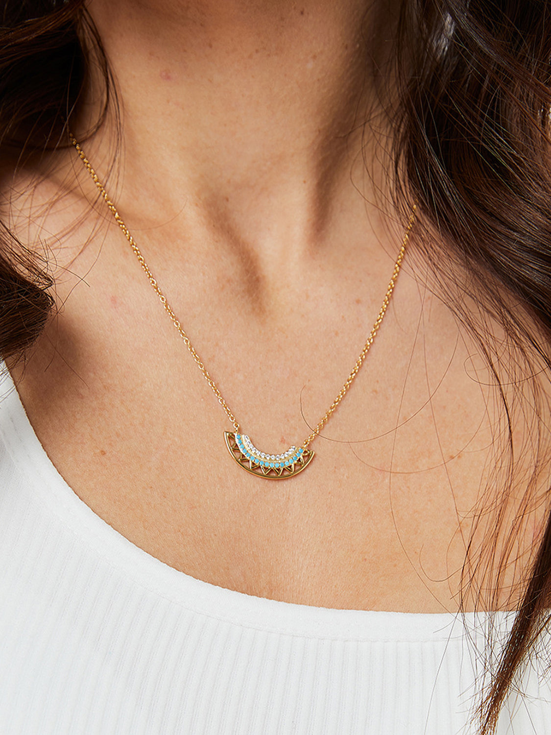Geometric Zircon Pendant Necklace