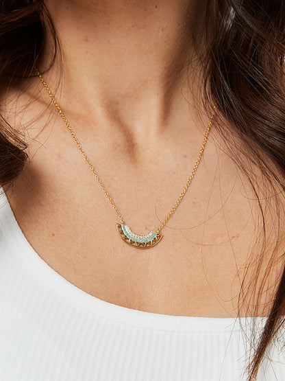 Geometric Zircon Pendant Necklace