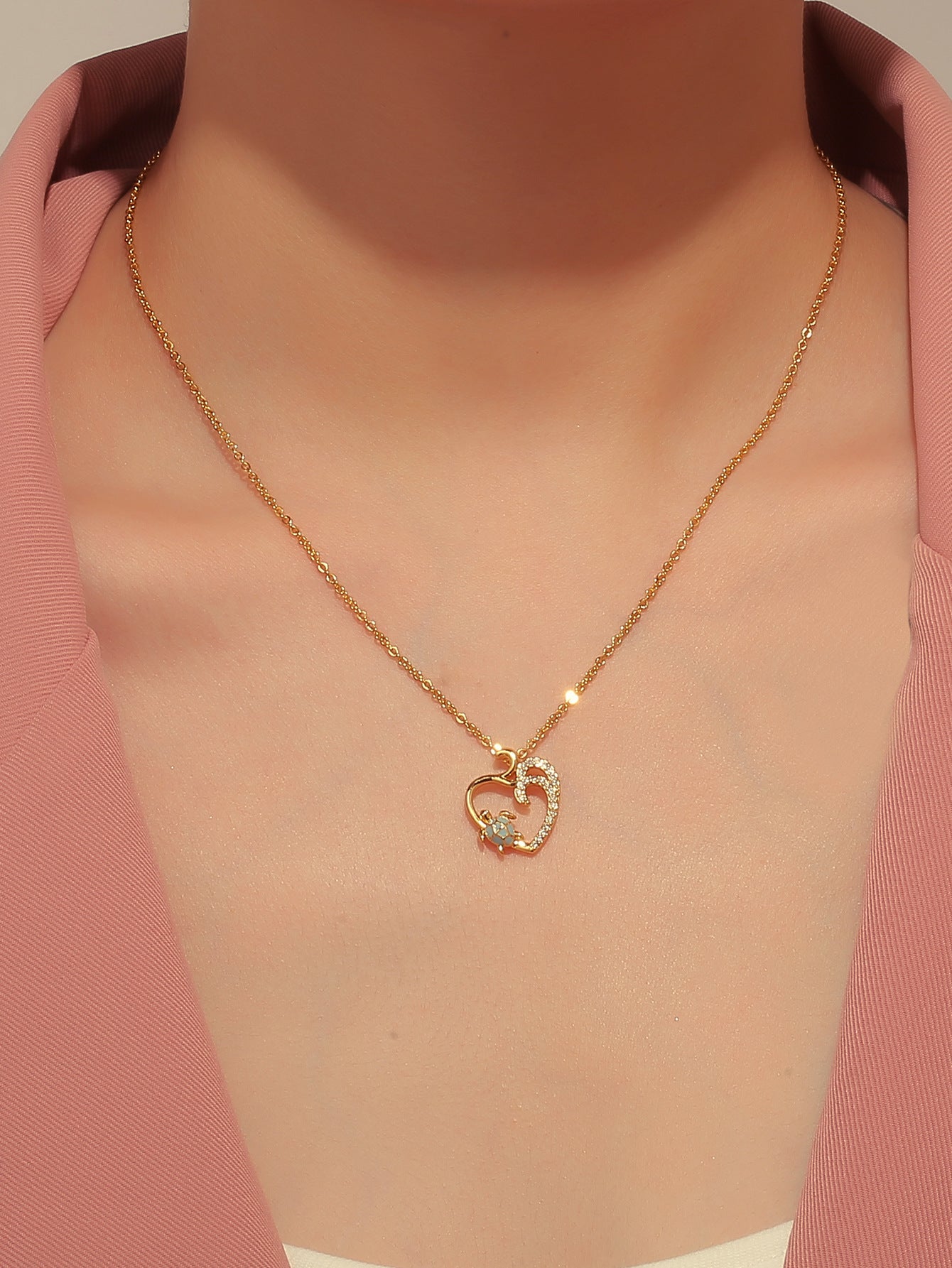 Heart-Shaped Turtle Necklace