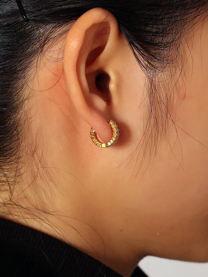 Asymmetric Zircon Huggie Earrings