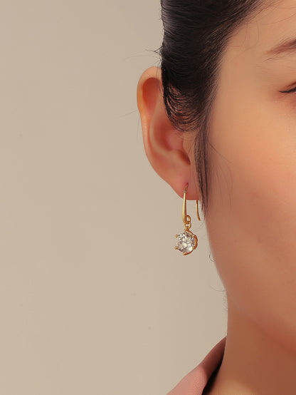 Six-Prong Zircon Drop Earrings