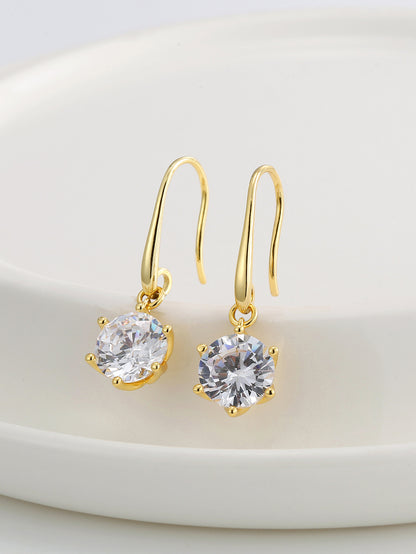 Six-Prong Zircon Drop Earrings