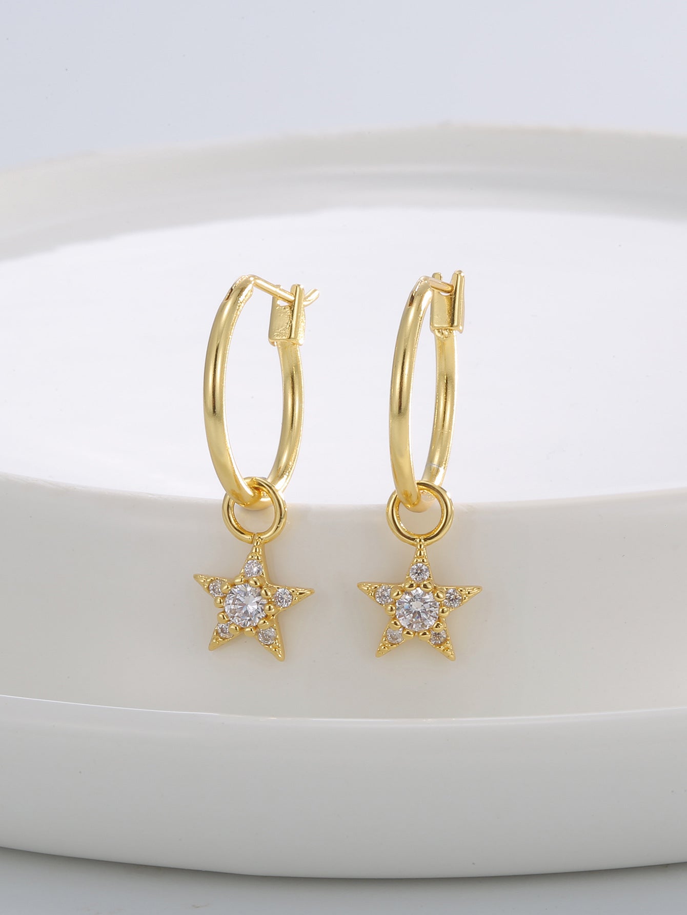 Star Zircon Drop Earrings
