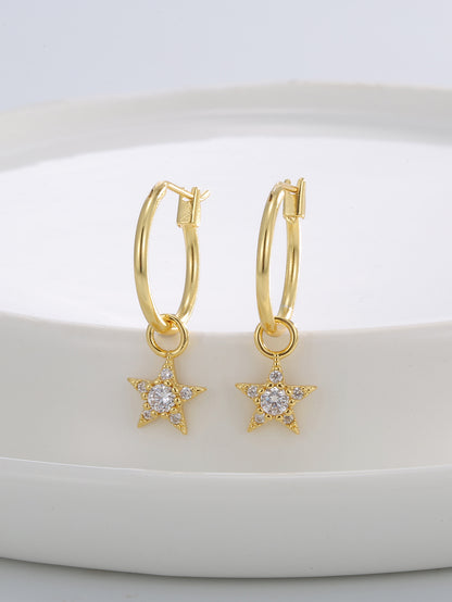 Star Zircon Drop Earrings