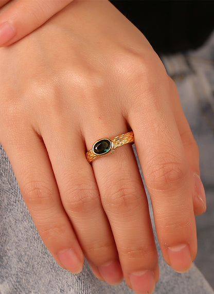 Serpentine Green Zircon Ring