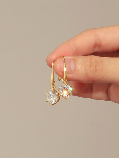 Six-Prong Zircon Drop Earrings