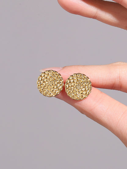 Braided Round Stud Earrings