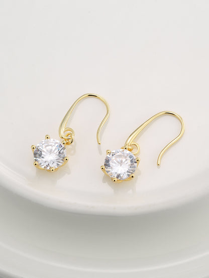 Six-Prong Zircon Drop Earrings