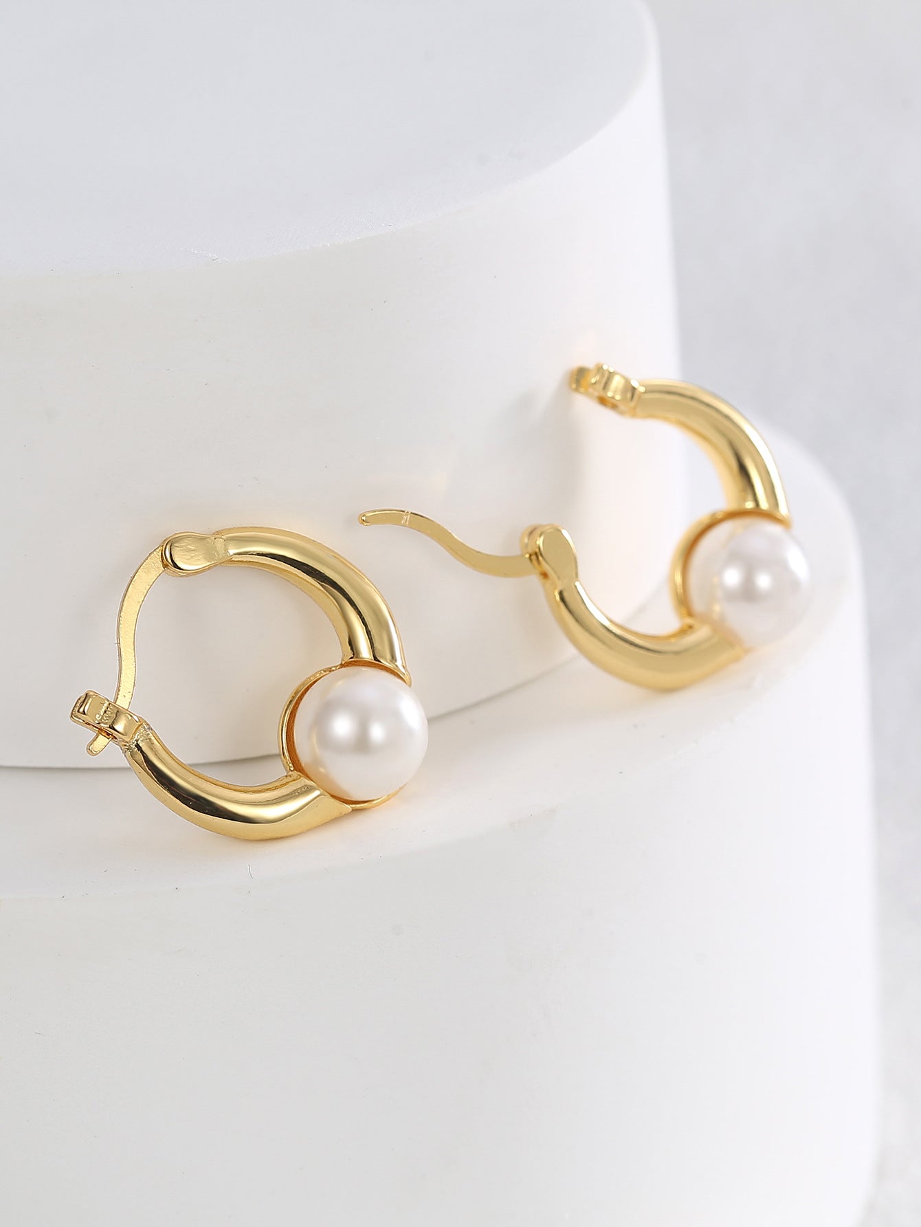 Single Pearl Hoop Earrings