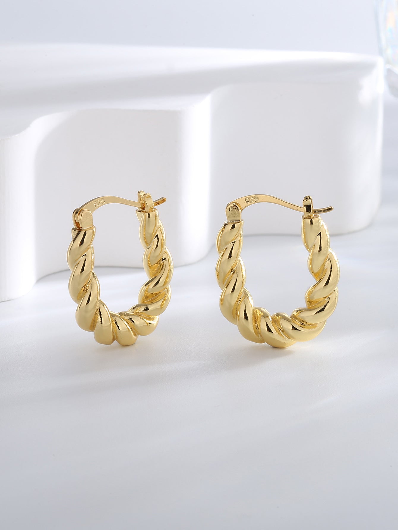 U-Shape Twisted Huggie Earrings