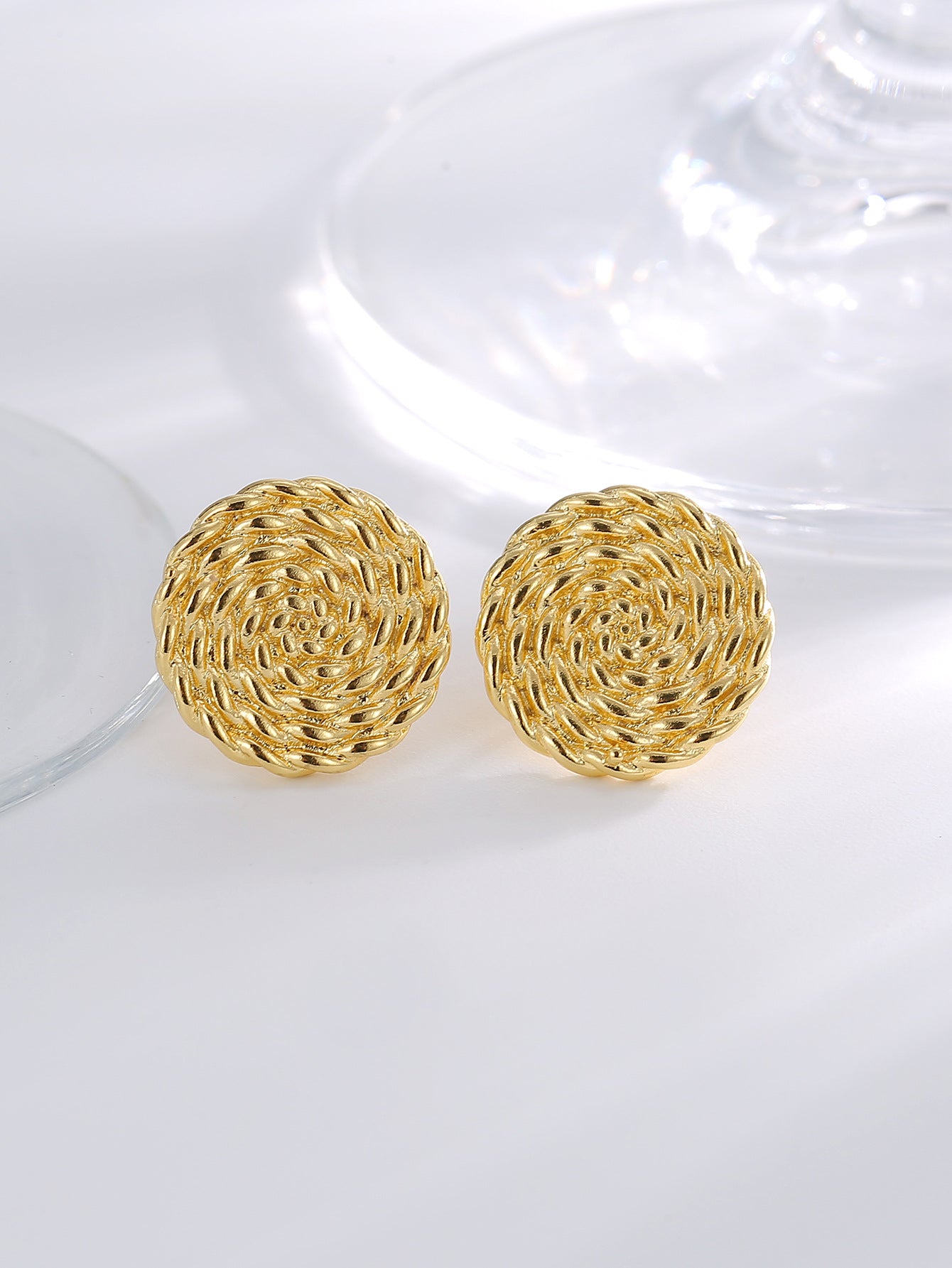 Braided Round Stud Earrings