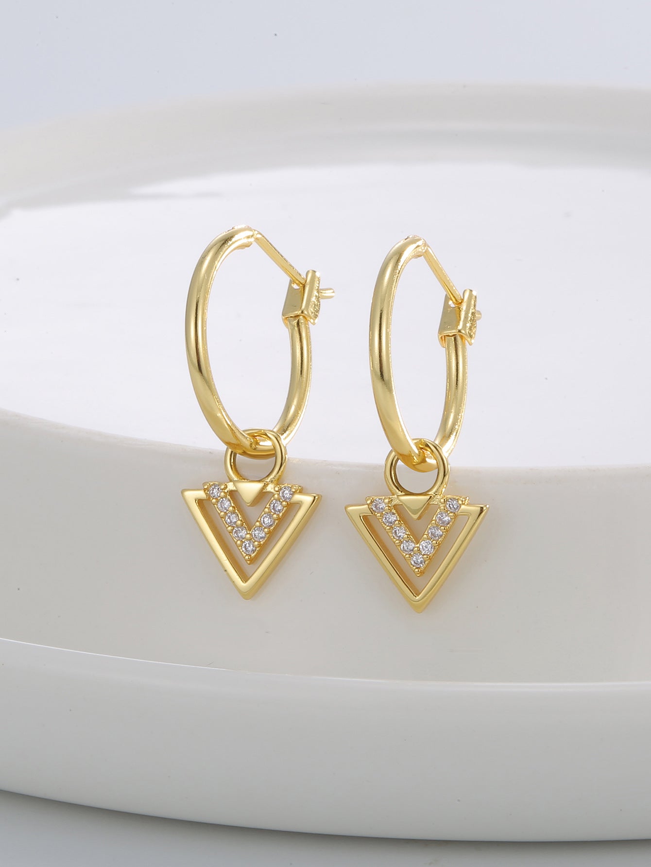 Triangle Zircon Drop Earrings