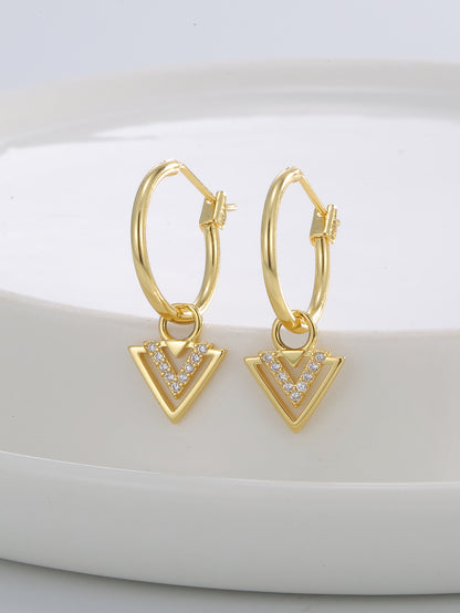 Triangle Zircon Drop Earrings