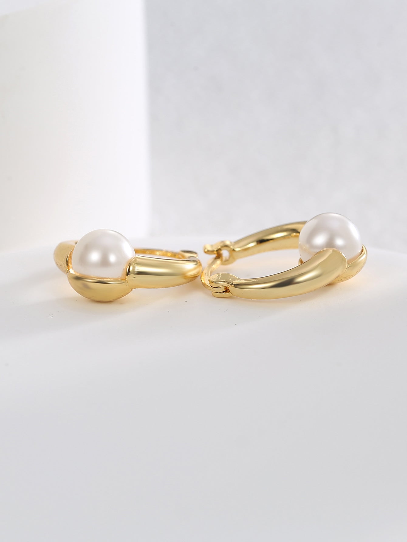 Single Pearl Hoop Earrings