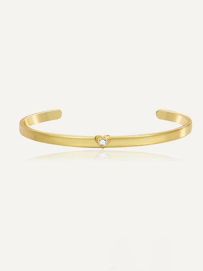 Heart-shaped Zircon Cuff Bracelet