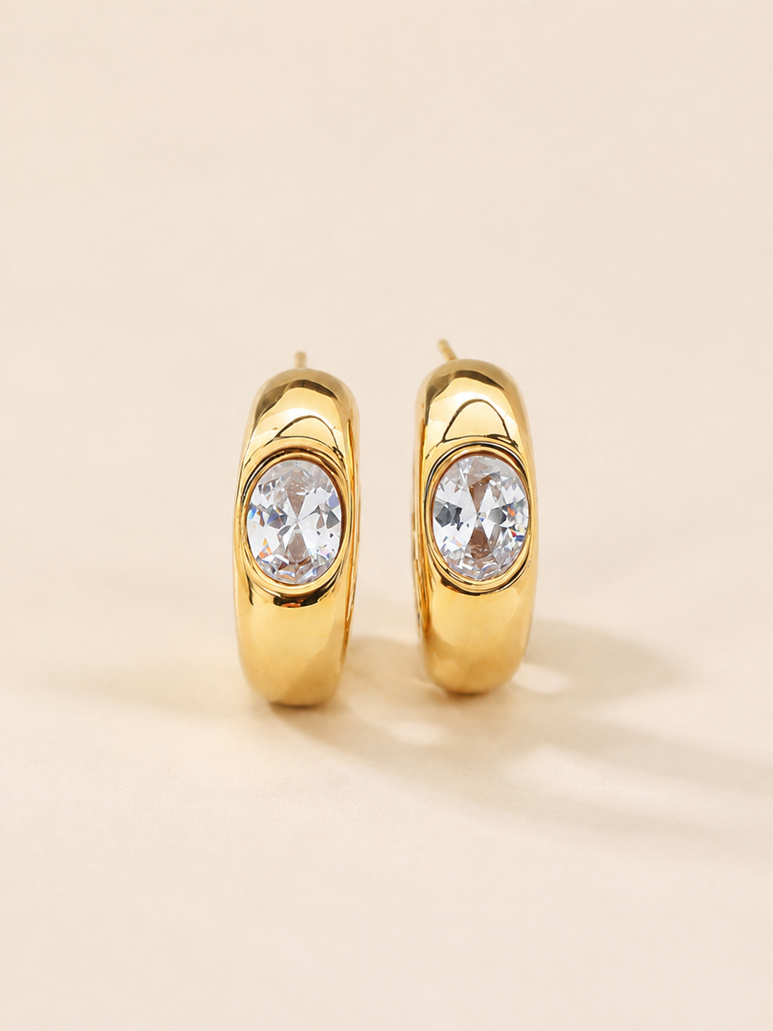 Luminous Arc Zircon Earrings