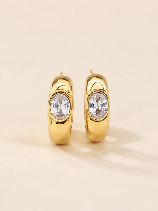 Luminous Arc Zircon Earrings